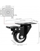 Caster Wheels, 2 inch Casters, Casters Set of 4 Heavy Duty - CLOATFET Locking Casters, Swivel Casters with Brake (Top Plate), Non Marking Black Castor Wheels for Cart Furniture Workbench