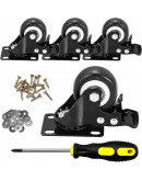 Caster Wheels, 2 inch Casters, Casters Set of 4 Heavy Duty - CLOATFET Locking Casters, Swivel Casters with Brake (Top Plate), Non Marking Black Castor Wheels for Cart Furniture Workbench