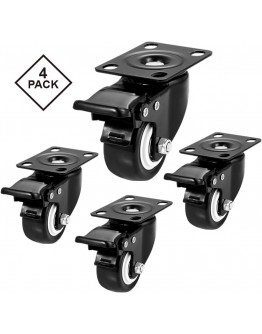 Caster Wheels, 2 inch Casters, Casters Set of 4 Heavy Duty - CLOATFET Locking Casters, Swivel Casters with Brake (Top Plate), Non Marking Black Castor Wheels for Cart Furniture Workbench