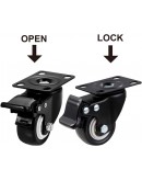 Caster Wheels, 2 inch Casters, Casters Set of 4 Heavy Duty - CLOATFET Locking Casters, Swivel Casters with Brake (Top Plate), Non Marking Black Castor Wheels for Cart Furniture Workbench